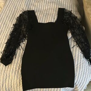 Worn once Bebe mini dress- sparkling sleeves